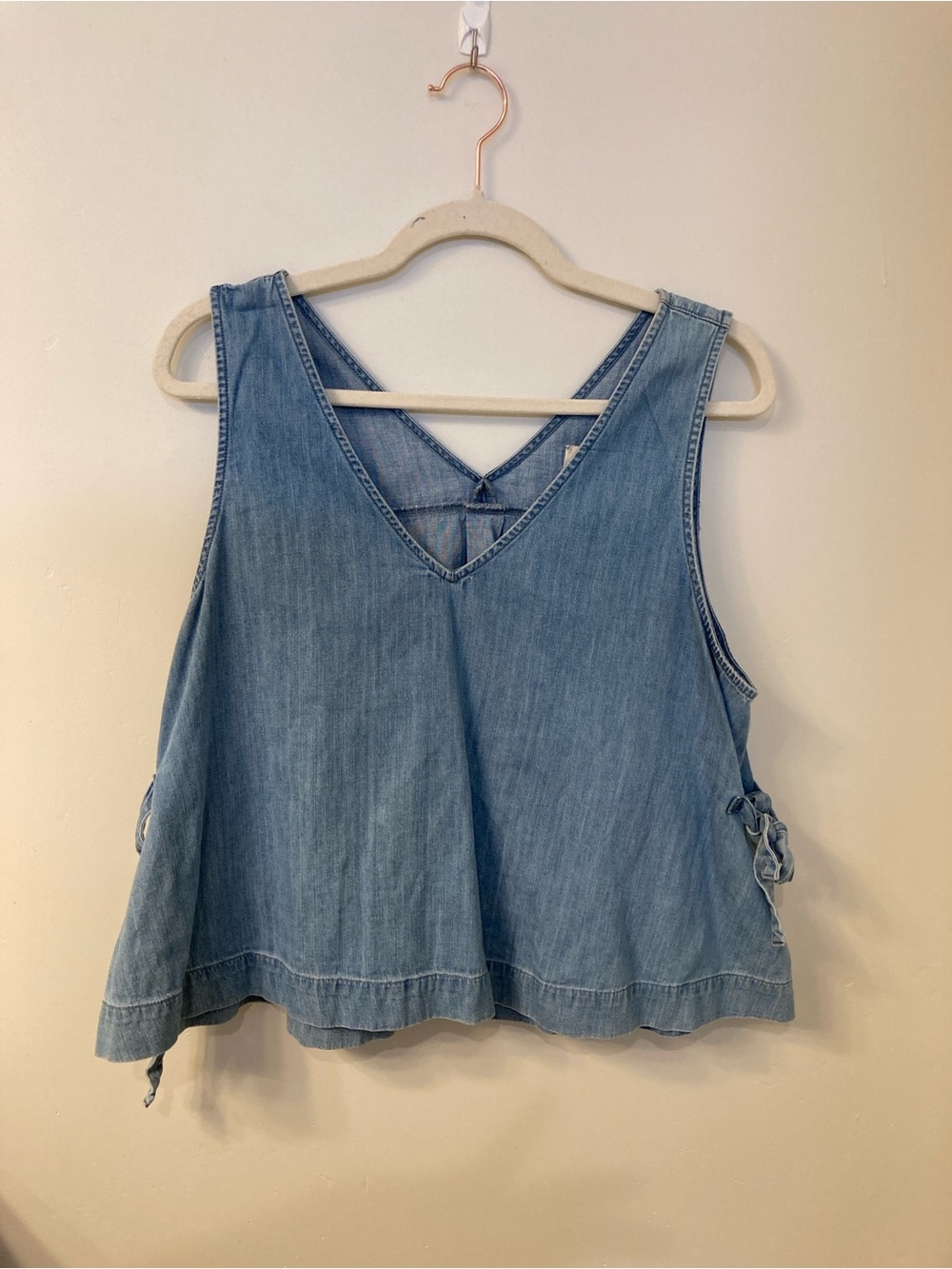 Jean tank top with tie detail